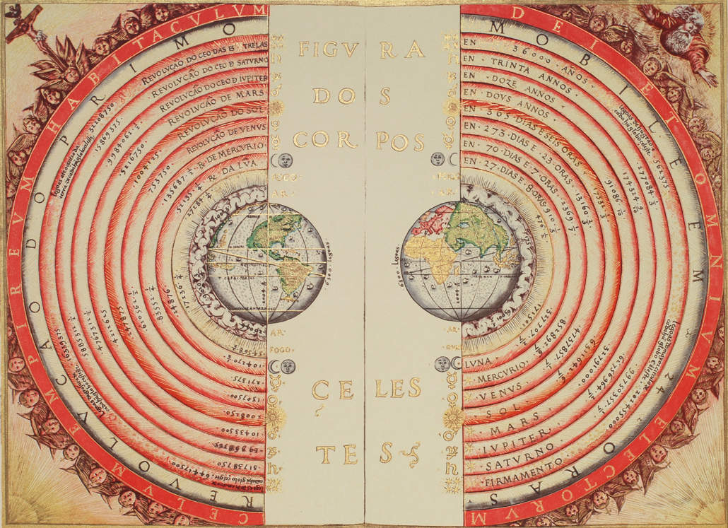 Hartă ptolemeică a universului cunoscut în 1568