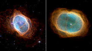 Nebuloasa Inelului Sudic văzută de JWST și Hubble
